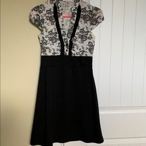 Midi Black and White Cap Sleeve Dress